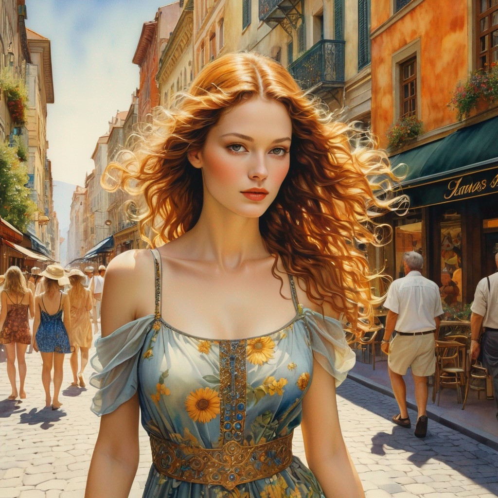 Example result. Prompt: beautiful woman, close up, walking downtown, Europe, in the summer heat, (heat waves:1.2), surrealist, moody, ephemeral fantasy art,…