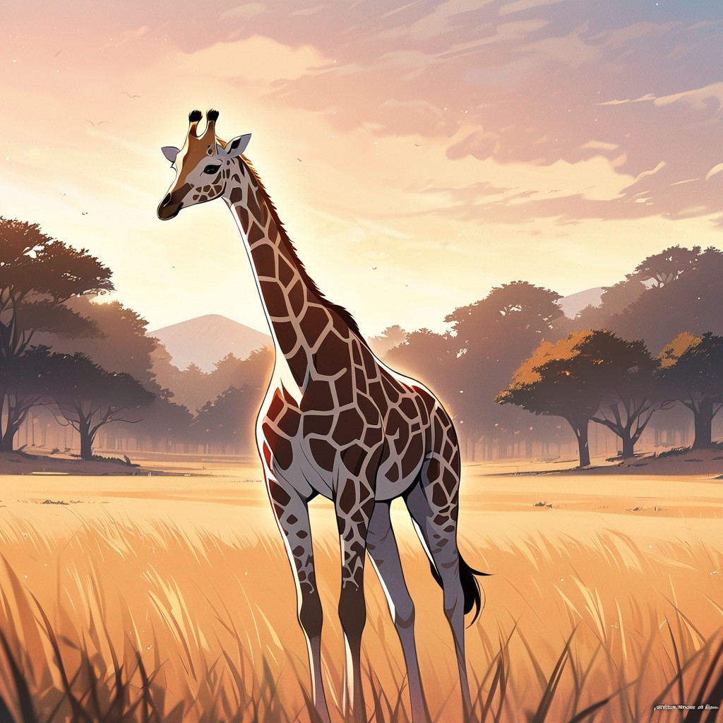 Example result. Prompt: beautiful giraffe in the savannah, (late anime art style), masterpiece Negative Prompt: (deformed, distorted, disfigured), ugly, bad…
