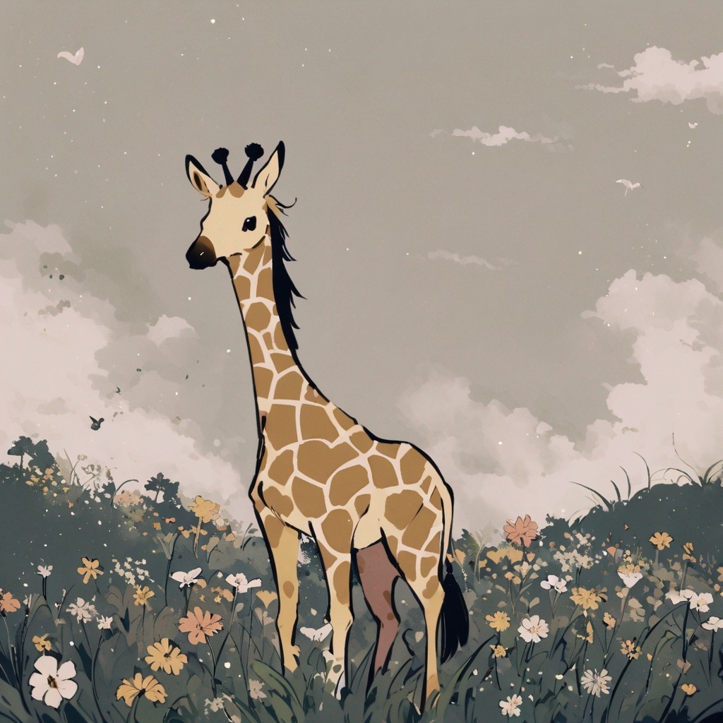 Example result. Prompt: cute giraffe standing on a wildflower hill, cloudy sky, masterpiece, best quality, very aesthetic, (keinesandayoooo:1.3), (wewe:1.15),…