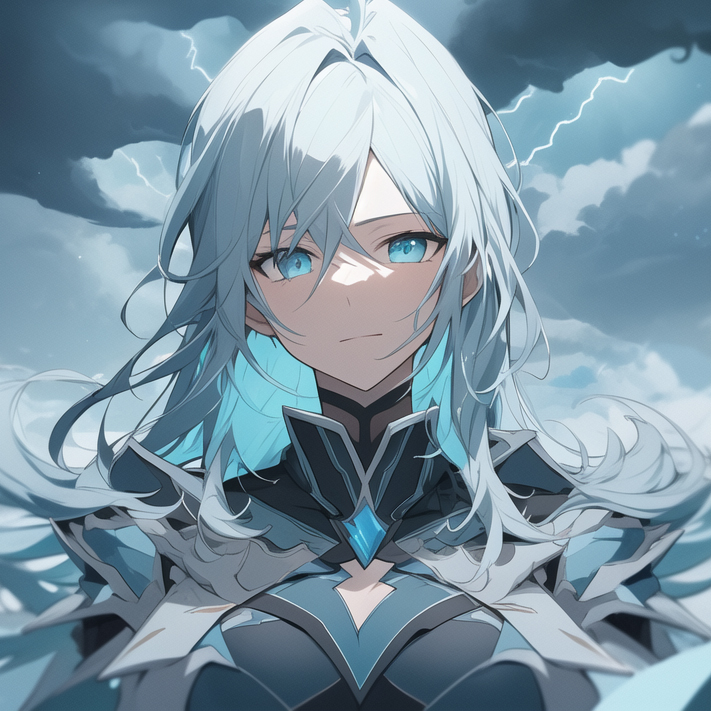 Example result. Prompt: lightning revenant, portrait, stormy cloud background, aqua and black, beautiful Negative Prompt: easynegative Guidance Scale: 7.0…