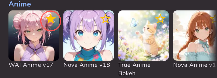 WAI Anime v17 is now first in the Anime row, with a filled gold star