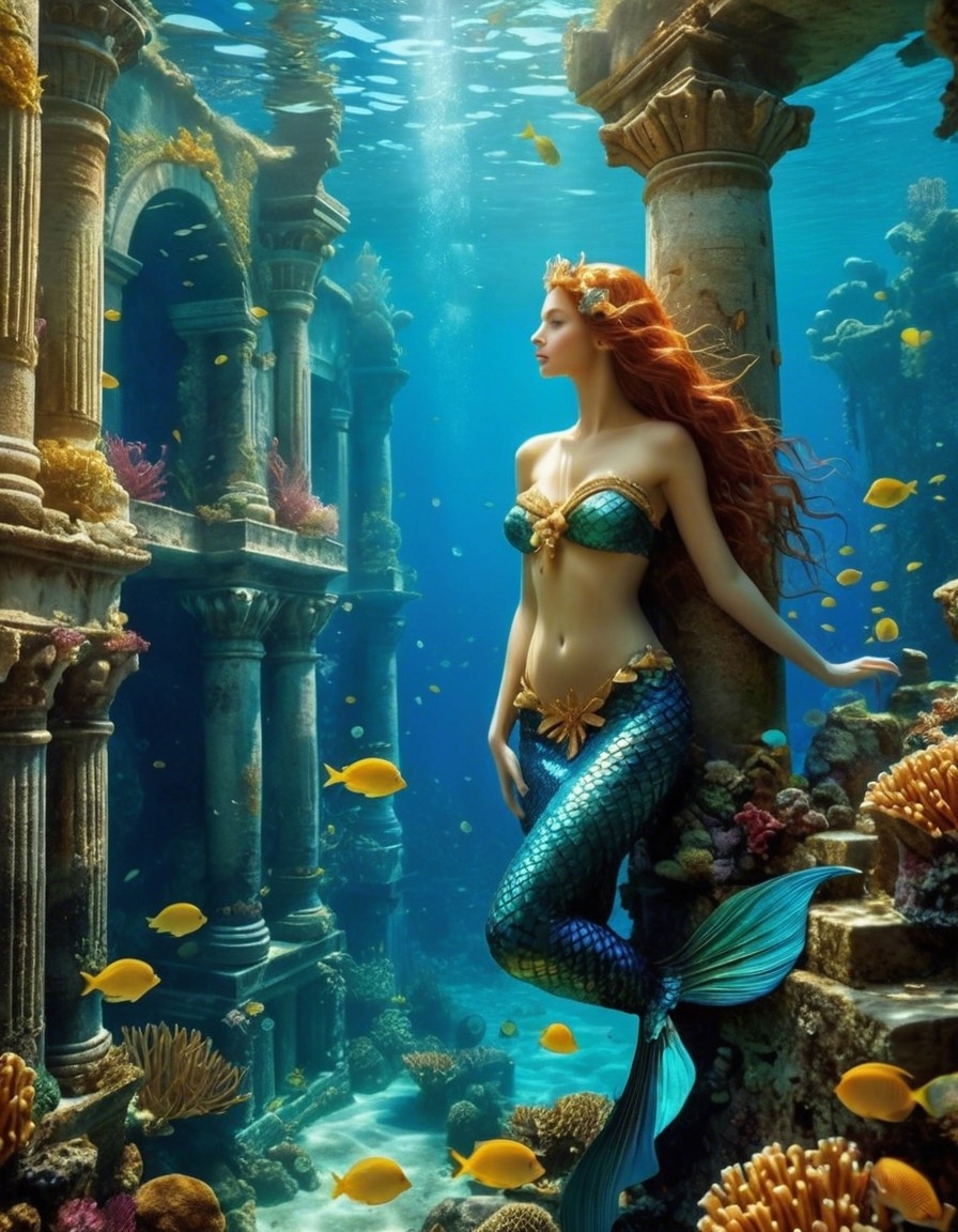 Example result. Prompt: beautiful mermaid swimming in an ancient city under the sea, ruins at the bottom of the ocean, (underwater, deep sea:1.3), moody,…