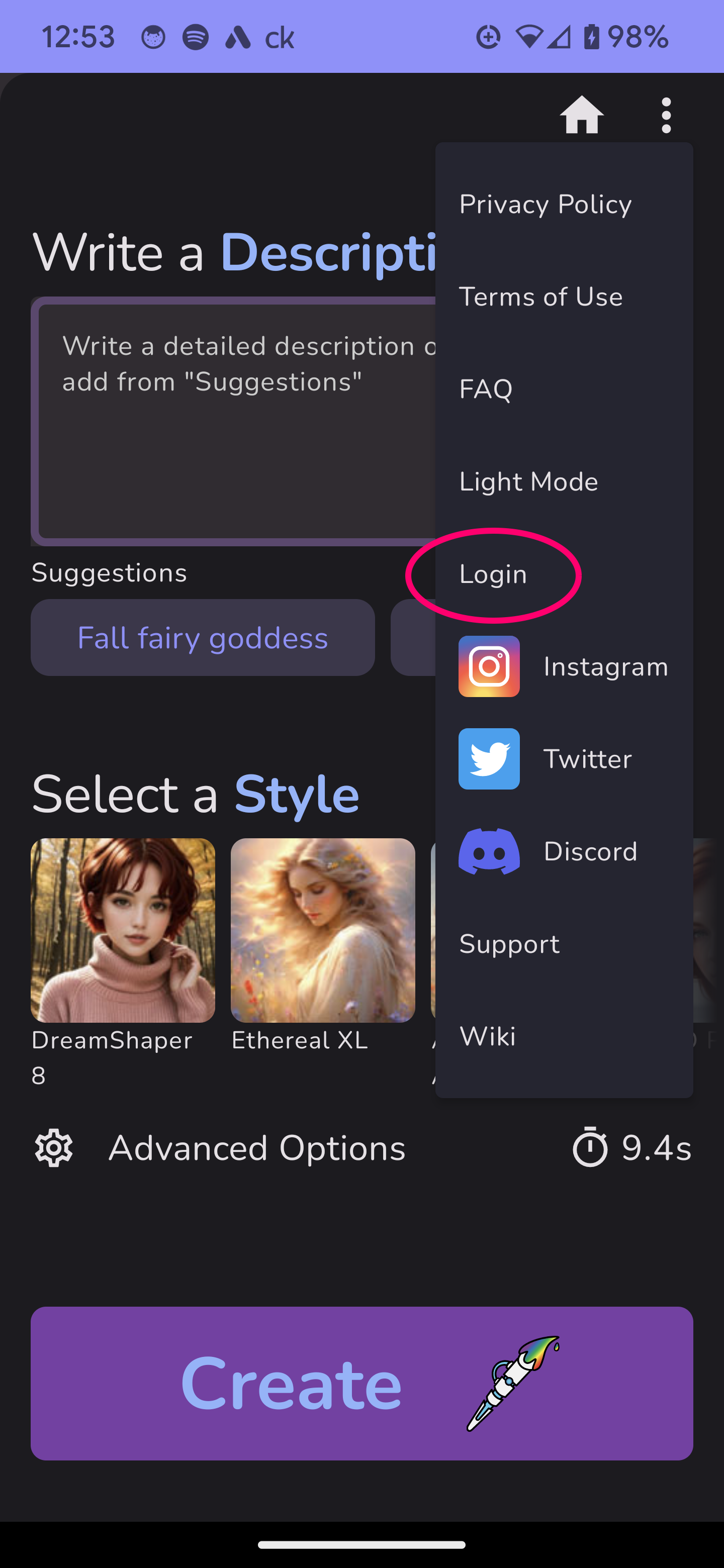 Lost Password Reset: Go to the login screen