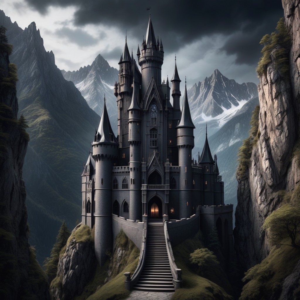 Example result. Prompt: beautiful castle on a mountain, surrounded by mountains, (gothic style:1.2) . mysterious, haunting, dramatic, (minimalist, ornate),…