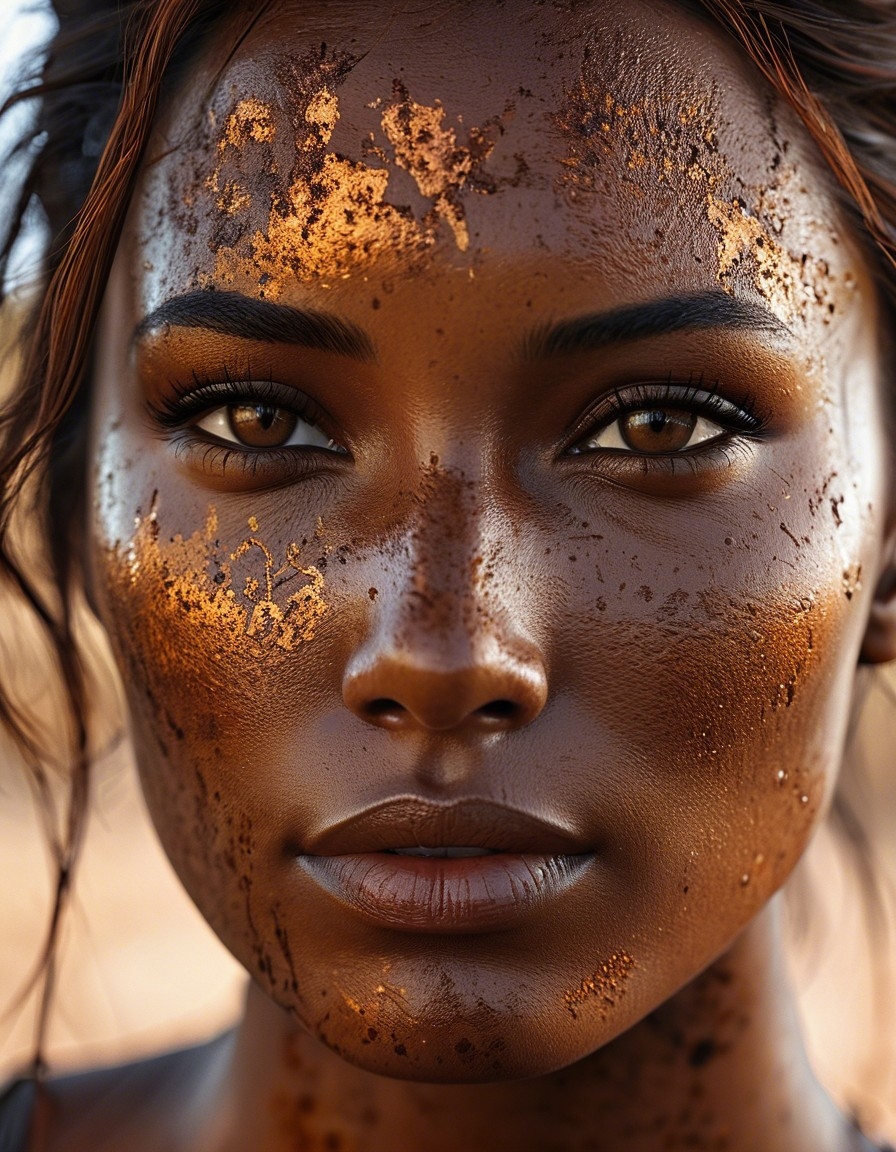 Example result. Prompt: realistic beautiful woman with a rusting face, ((realistic human skin textures) deteriorating in rust:1.2), rusting skin, close…