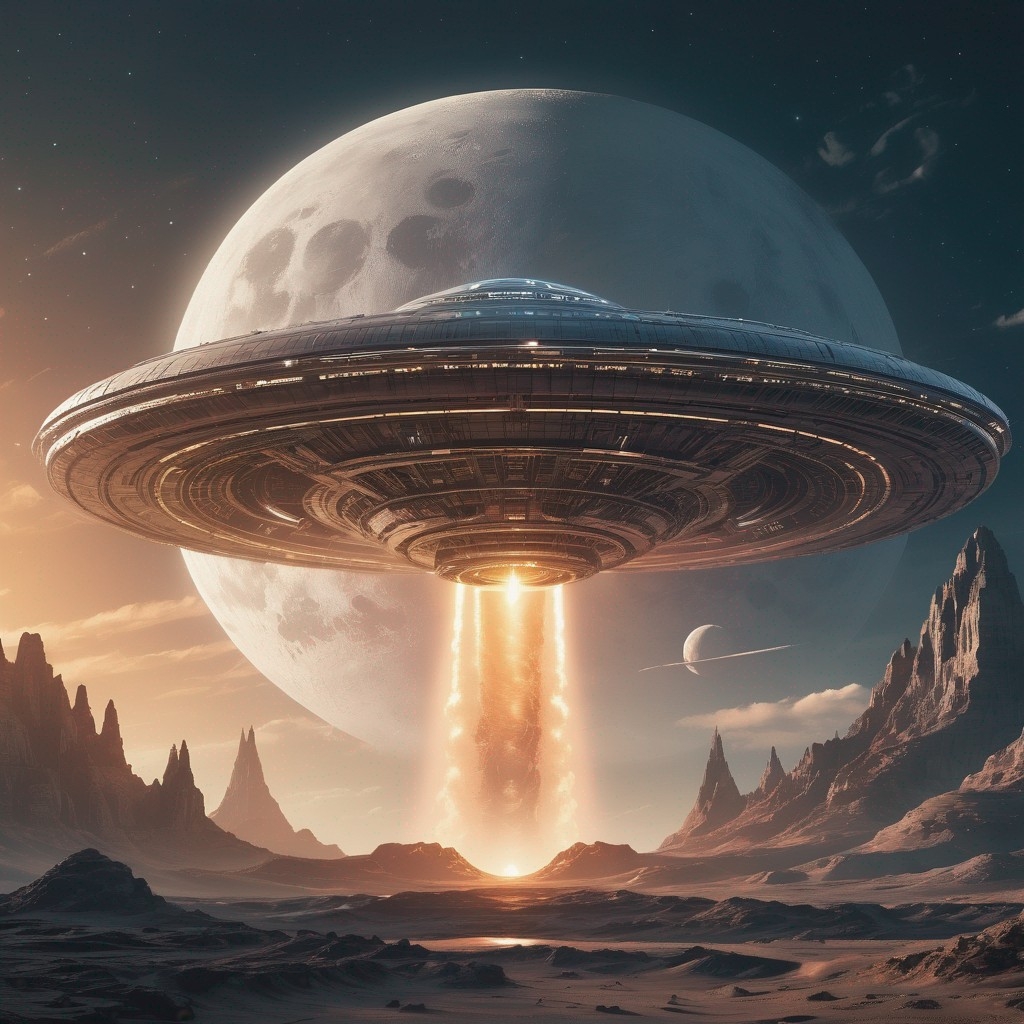 Example result. Prompt: beautiful full moon rising from an alien world, giant spaceship taking off in front (sci-fi concept art:1.2) Negative Prompt:…