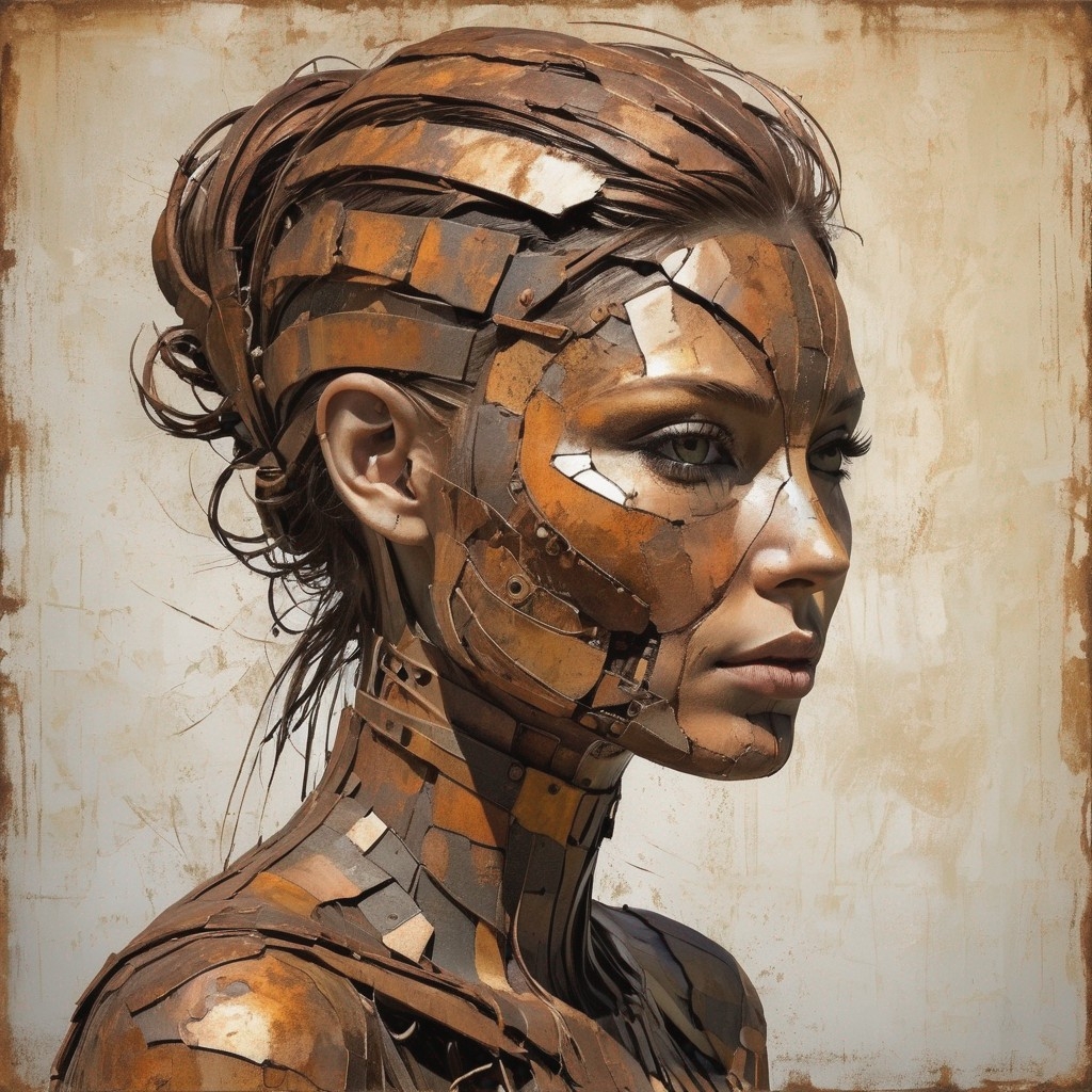 Example result. Prompt: beautiful woman with rusting face, portrait, deconstructivism, highly detailed, best quality Negative Prompt: (worst quality, low…