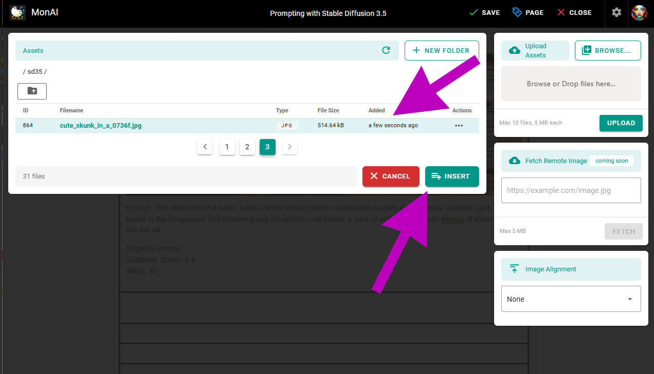 How to add to a Wiki page: Tap the image, then INSERT
